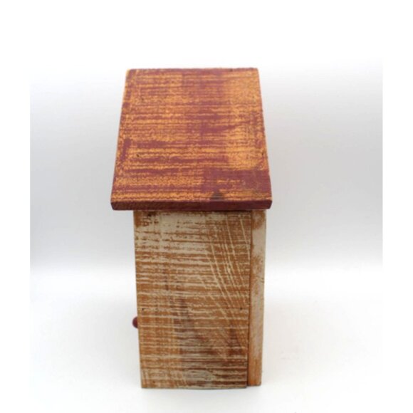 Recipe Box Wooden House Shabby Chic Beach Drawers Open Hinged Vintage 9.75 Inch - Picture 11 of 16